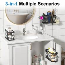 2026 Upgraded 3-In-1 Hair Dryer Holder, Adjustable Metal Stand For Wall/Door/Freestanding Use, Saves Counter Space - 黑色 - 查看 2