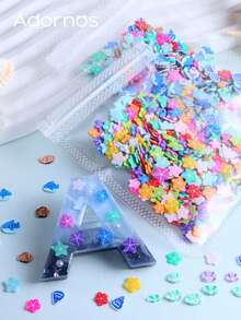 10克夏季海洋软陶片 DIY工艺品材料 海星 贝壳 鲨鱼 环氧树脂填充物 夏季礼物 钥匙扣吊坠制作 手工 - 彩色 - 查看 4