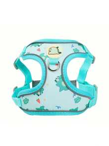 LANGXINGCS 1 Set Arnés y Correa para Mascotas, Diseño de Patrón de Dinosaurio para Pecho de Perro, Adecuado para Uso en Exteriores de Mascotas Medianas y Pequeñas - Multicolor - Ver 6