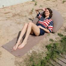 Beach Mat With Inflatable Headrest Portable Reclining Flocked Beach Blanket For Relaxing And Sunbath - Grey - View 3
