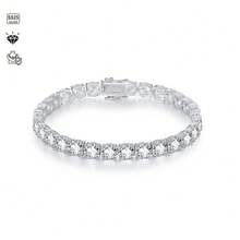 1pc S925 Sterling Silvery With 2mm/3mm/4mm/5mm/6.5mm Moissanite Tennis Bracelet, Men's And Women's | Jewelry | Gifts For Him | Gifts For Her | Birthday | Wedding | Anniversary | Engagement | & Jewelry - Silvery - View 19