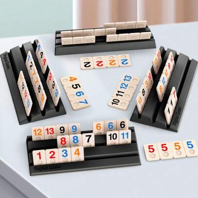 Large Rummy/Israeli Mahjong Set 104 Universal Tiles + 4 Racks | Portable Carry Bag | 2-4 Player Classic Board Game | Family Party & Travel Game | Adult Teenager Universal, Party Travel Toy Card Set