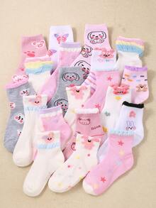 10/5 paires de chaussettes mi-mollet neutres pour enfants au hasard, design en maille, convenant à l'été. Chaussettes pour enfants avec des motifs mignons de nœud, cœur, rayure, patchwork, carreaux, pois. Les filles peuvent les porter comme chaussettes de sport, de course, absorbantes et non étouffantes. Chaussettes pour étudiants, de danse, pour enfants et grands enfants de 1 à 16 ans, pour la rentrée scolaire, cadeau de la Saint-Valentin - Multicolore - Voir 11