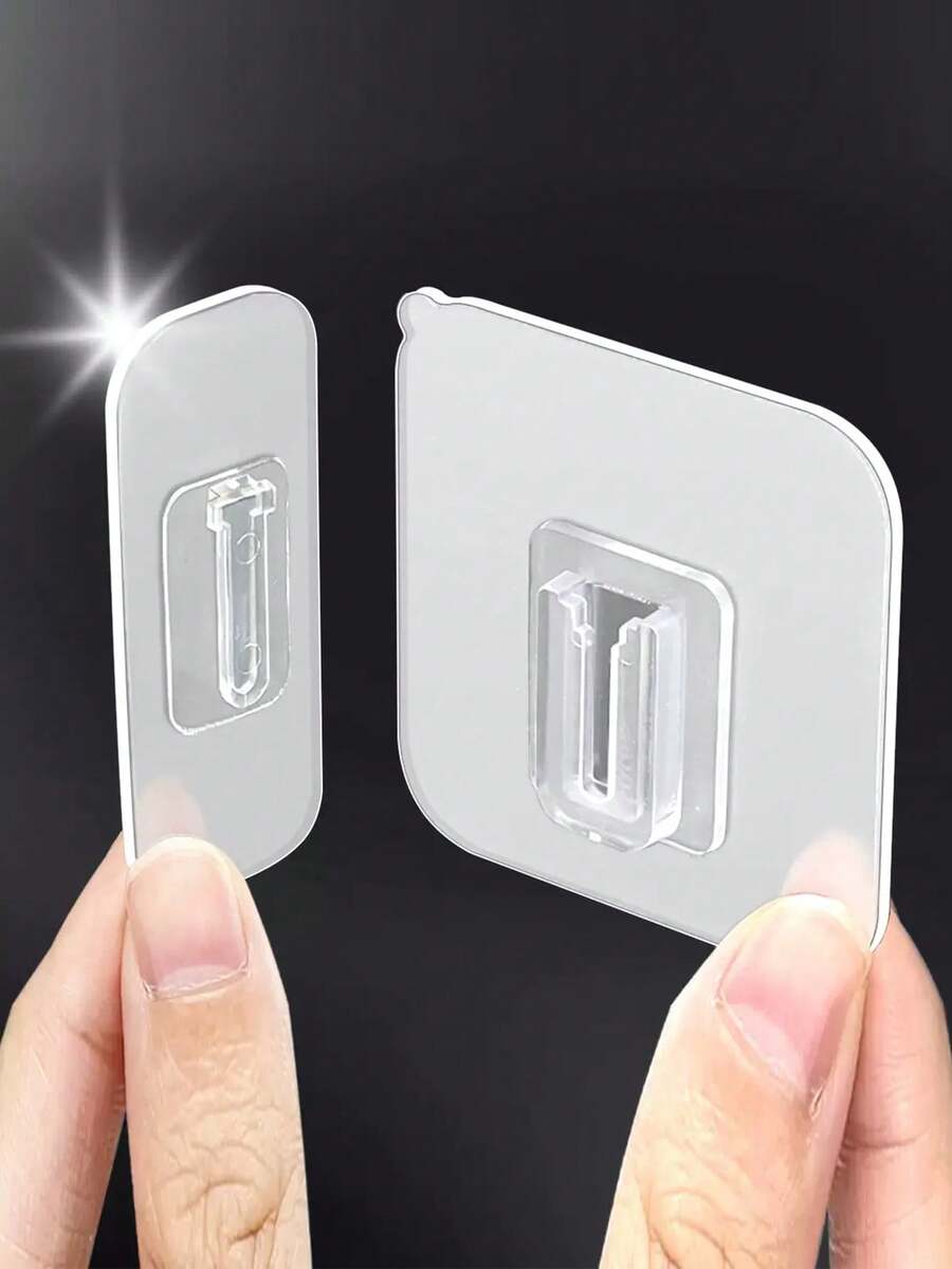 Double-Sided Adhesive Wall Hooks, Wall-Mounted Snap Hooks, Waterproof Transparent Storage Fixing Hooks, Suitable For Kitchen, Bathroom, Toilet, Home Socket Fixing