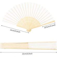 - Abanico plegable de bamb de seda de 48 piezas, abanico de mano para decoracin de bodas, fiestas - Blanco - Ver 2