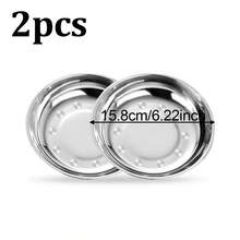Platos de acero inoxidable de 2 uds, juego de platos de cena irrompibles ligeros de Metal para barbacoa, aperitivos, ensalada y aperitivos - 15,8 cm - Ver 3