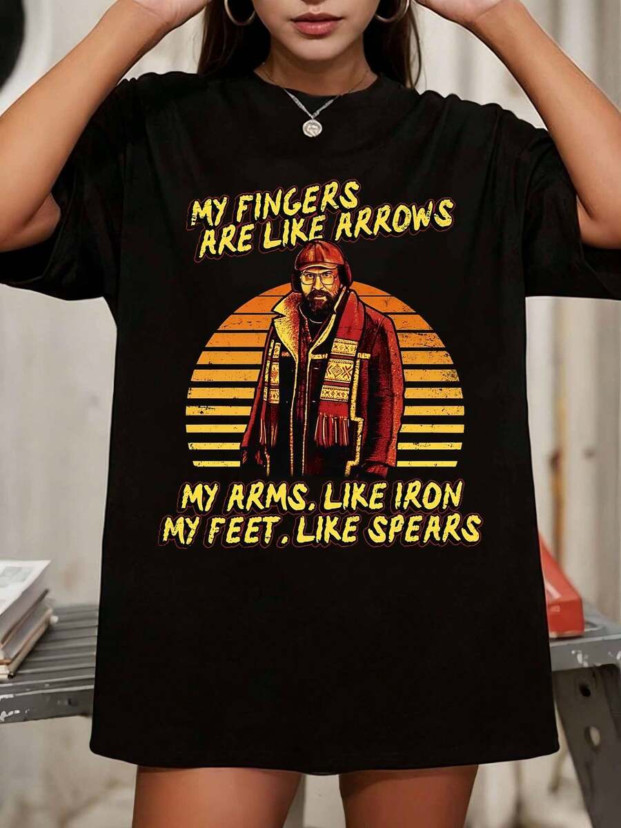 My Fingers Are Like Arrows Murray Distressed Essential T-Shirt - Black - View 1