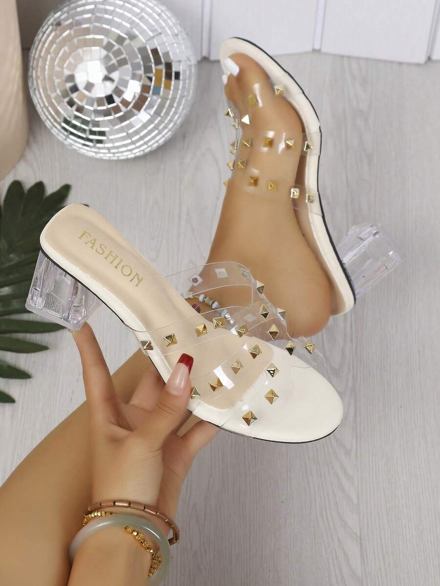 1 Pair Women's Fashion Casual Thick Sole Block Heel Sandals - Beige - View 1