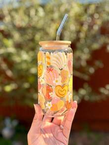 一套蝴蝶结树脂吸管杯，冰抹茶玻璃吸管杯，咖啡玻璃吸管杯，家用/办公果汁饮料吸管杯，厨房吸管水杯 - 少女蝴蝶结玻璃杯，可重复使用+便携+易于清洗 - 彩色 - 查看 7