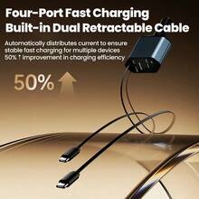 Fast Charging Mobile Phone Car Charger 120W 5-In-1 With Window Breaker Built-In Dual Retractable Extension Cords USB-C And USB Ports Suitable For Daily Commute Long-Distance Driving And Charging On The Go Spring Anniversary Gift - C2 Without Starlight - View 7