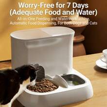 Alimentador y dispensador de agua para mascotas automático por gravedad 2 en 1, estación de alimentación y agua autorrellena con tazones de acero inoxidable, juego de alimentación para mascotas con pilas adecuado para mascotas pequeñas y medianas - 2,8 litros - Ver 2