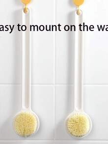 1pc Long Handle Silicone Bath Brush, Soft Bristle Back Scrubber, Suitable For Shower Tool, Anti-Slip Grip Body Exfoliating Brush, Quick Drying With Hanging Hole Bath Brush, Unisex SPA Bathroom Cleaner - Size - View 9