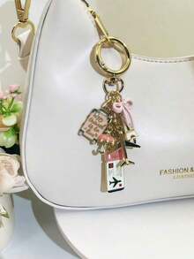 1pc Elegant Pink Bow Travel Keychain Pendant, Oil Drop Airplane, Eiffel Tower, DIY Jewelry, Handbag Charm, Luggage Decoration, Shoulder Bag Accessory, Multifunctional Bag Charm, Car Decor, Cute Gothic Y2K Style, Holiday Gift - Nhiều màu 2 - Xem 9