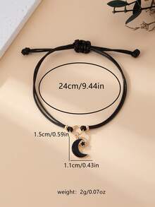 1 pieza Pulsera con colgante de estilo bohemio con forma de gota de aceite, media luna y estrella - Multicolor - Ver 2