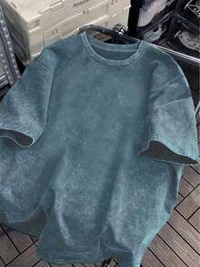 Nueva camiseta de moda para chicas de primavera y verano, diseño artístico de cielo estrellado de Van Gogh, estampado de letras, camiseta vintage lavada de talla grande para mujer, ropa casual holgada, tops de verano/otoño, ropa exterior de talla grande para otoño/invierno. - Púrpura malva - Ver 15