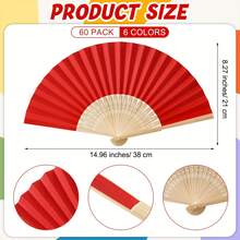 5pcs Assorted Color Folding Hand Fan, Bamboo Paper Hand Fan, Japanese Style Fan, Gift For Women, Wedding, Party, Home Decor - Multicolor - View 9