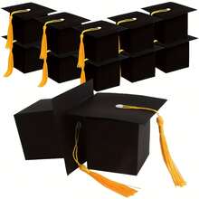 Black Graduation Cap Candy Boxes With Tassel, Mortarboard Shaped Gift Favor Boxes, Graduation Party Supplies Empty Treat Boxes For Class Of 2026 Celebration Gift Packaging - View 3