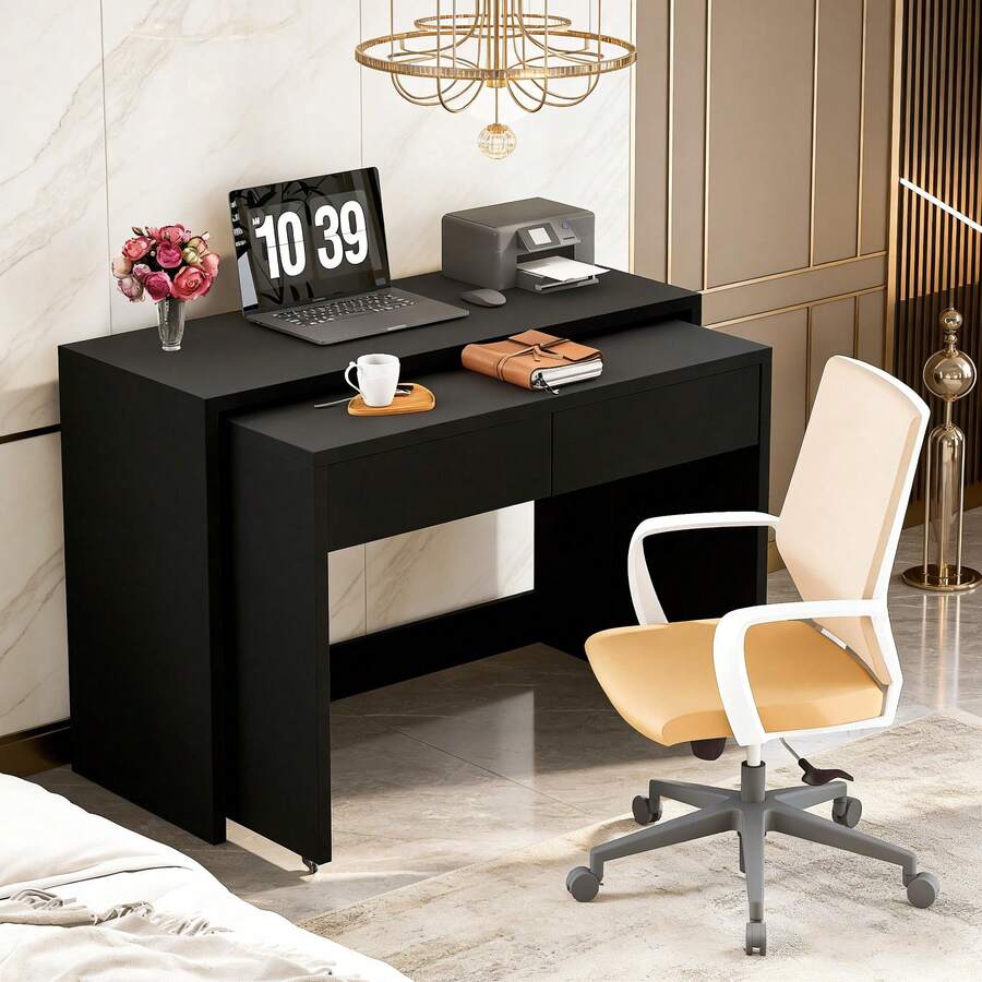 Home Office Desks - Black + Particle Board - View 1