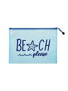 防水时尚沙滩包，饰有“Beach Please”海星印花图案。大容量透明化妆包，尼龙拉链设计，轻便耐用，适合春夏收纳，是游泳、海滩、潜水、暑假、返校的理想之选。轻便防晒收纳包，适合送给朋友、家人、女朋友、同学。生日、节日、派对、婚礼（伴娘）、母亲节、教师节的完美礼物和纪念品。化妆包、洗漱包、化妆袋、化妆收纳包、母亲节礼物、节日必备品、母亲节礼物。 - 彩色 - 查看 17