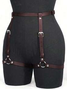 1 chiếc dây nịt tất bằng da PU màu nâu cà phê gợi cảm dành cho nữ, kiểu Gothic, phù hợp cho câu lạc bộ, tiệc tùng, phong cách tối màu hoặc các buổi tiệc. - Cà phê nâu - Xem 3