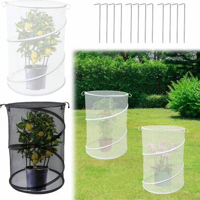 Lều che phủ cây trồng di động, lưới chắn côn trùng, lưới bảo vệ cây trồng, nhà kính mini, lồng bảo vệ cây trồng có cọc cố định cho cây trồng ngoài trời.