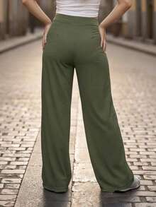 Pantalon Olgado Sin Bolsas - Verde militar - Ver 4