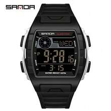 SANDA. SANDA Men's Fashion Barrel-Shaped Electronic Watch, Multi-Function Display Personalized Wristwatch - 2225J-white Black - View 19