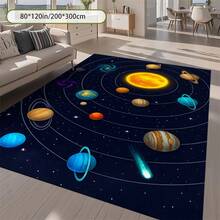 Cashmere-Like Solar System Galaxy Planet Pattern Printed Large Carpet, Exquisite Carpet, Comfortable And Beautiful, Versatile Decorative Style, Suitable For Living Room Carpets, Sofa Cushions, Door Mats, Bedroom Carpets, Outdoor Carpets, Malls, Cafes And Other Scenarios, Easy To Clean And Machine Washable, Available In Multiple Sizes. - 彩色 - 查看 4