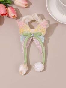 1pc Butterflytulip Hair Ties For Girls Legant Tulip Design Hair Scrunchies Cute & Sweet Hair Accessories For Teen Girls - Multicolor - View 8