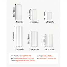 Pillar Candles And Glass Vases Set 24 Pcs, Clear Cylinder Hurricane Candle Holders For Wedding Centerpieces, Tall Vase For Table Decor, Wedding Party, Thanksgiving,White (2.56" X 4.7",5.9",7.9") - 4.7, 6, 8inch 24 pcs - 查看 7