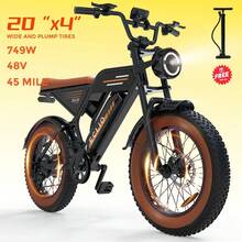 749W Motor Electric Bike For Adults,, 48V13Ah Battery 80 Miles Range, 20MPH Speed, 20inch Off-Road Tire Ebike, F02 Mountain Electric Bike, 7-Speed Ebike, Commuter EBike, Dual Disc Brake For Snow, Valentine's Day Gifts, Bike For SPRING - Black - View 11