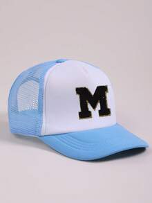 1pc Kids' 26 Letter Mesh Baseball Cap, Unisex Blue Sun Hat, Suitable For Outdoor Activities And Daily Wear, UV Protection - Multicolor - View 10