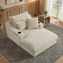 67"Oversized Boneless Sofa Bed With Cup Holder Storage Bag Deep Seat Sleeper Couch Reading Couch For Living Room, Bedroom, Apartment,No Assembly Required,Camel - 駝色-67英寸 - 查看 4