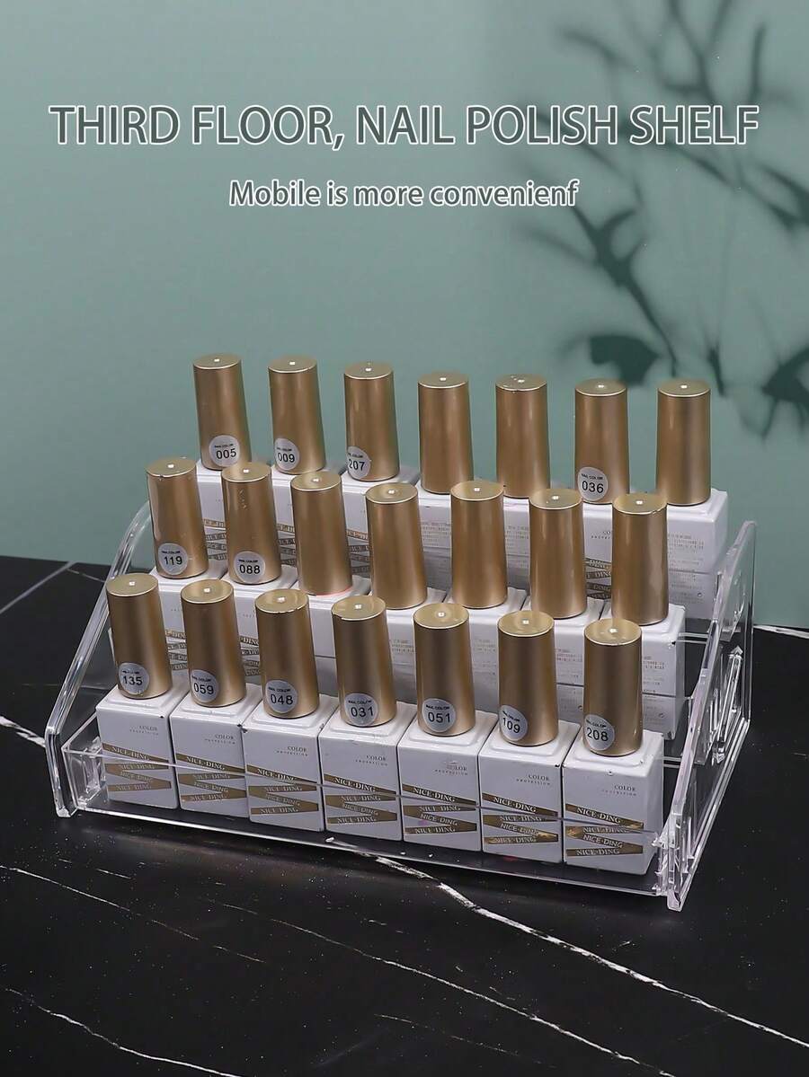1pc 3-Tier Detachable Transparent Nail Polish Display Rack - Clear - View 1