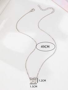 1 pieza Collar con colgante de lazo, uso versátil diario para mujeres - Plateado - Ver 3