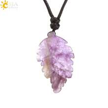 1pc Natural Stone Leaves Pendant Necklace For Women Healing Hand Carved Crystal Necklaces Man Jewelry Halloween Gift H246 - Necklace - View 25