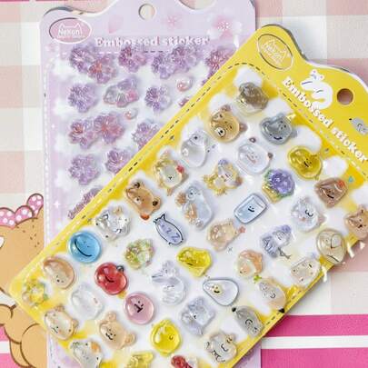 3D卡通浮雕贴纸，趣味儿童装饰贴纸，防水透明水晶贴纸，DIY贴纸材料。装饰贴纸礼品。家居装饰，派对装饰，生日礼物，各种节日礼物，时尚单品。DIY。送给朋友或伴侣的礼物。毕业典礼/开学典礼。返校礼物/毕业礼物。情人节礼物。装饰贴纸，返校必备。派对