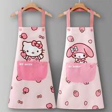 SANRIO 三丽鸥Hello Kitty围裙 - 可爱粉色PVC厨房围裙，带口袋，亮面设计，居家烹饪的理想之选 - 彩色 - 查看 2