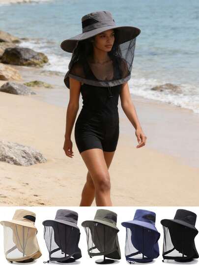 Men's Anti-Mosquito Hat, Fishing Hat, Protective Face Mask, Sun Protection, Breathable Mesh Face Mask, Night Fishing Anti-Insect, Women's Anti-Bee Hat, New Summer Style, Sun Protection Sun Hat, Fashionable Outdoor Men's Sun Hat