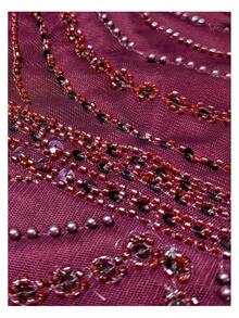 Luxury Elegant Purple Sequin Beaded Stand Collar Long Sleeve Evening Gown, Suitable For Party, Wedding, New Year, Thanksgiving - Purple - View 8