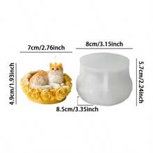 1pc Sitting Maine Coon Cat Silicone Candle Mold With Hair Details For Handmade Crafts, Home Decor, Ideal Female Gifts And Birthday Gift Silicone Mold - A - View 3