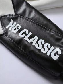 Nueva chaqueta de cuero para motocicleta para hombres, chaqueta de cuero para hombres, chaqueta de carreras de color contrastante para hombres, chaqueta deportiva de ajuste holgado de marca - Negro - Ver 6