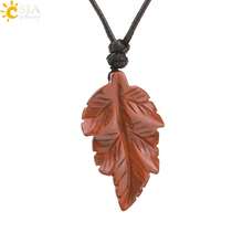 1pc Natural Stone Leaves Pendant Necklace For Women Healing Hand Carved Crystal Necklaces Man Jewelry Halloween Gift H246 - Necklace - View 20