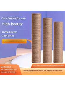 2件/套，直径6厘米剑麻绳猫抓柱，垂直猫树配件杆，耐磨黄麻杆，猫咪DIY搭建材料，含螺丝，尺寸：20厘米、30厘米、40厘米、50厘米 - 黃色 - 查看 4