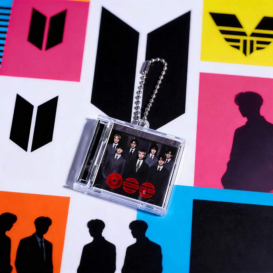 热门K-POP迷你专辑挂件，带NFC功能（APPLE MUSIC），迷你CD专辑盒，链条DVD盒，NFC CD盒，明星粉丝周边DIY纪念迷你CD挂件钥匙扣