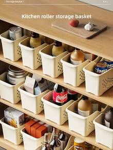 1pc/2pcs Set Ivory Sliding Storage Basket, Breathable Organizer Box For Under Sink, Kitchen Cabinet, Bathroom, Office, Ideal Mother's Day Gift - White [Large Size] - View 8