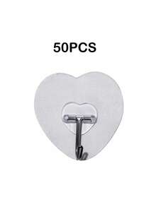 50 Móc Treo Tường Trong Suốt, Chắc Chắn - Kiểu dáng đơn giản, dễ lắp đặt không cần khoan, Móc nhựa hình trái tim tiện dụng, thích hợp cho nhà bếp và phòng tắm, giá để đồ treo tường, kệ đựng đồ phòng tắm, trang trí phòng tắm, trang trí mùa thu, trang trí mùa tựu trường. - trong suốt - Xem 15