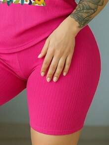 Outfit Deportivo Mujer Dos Piezas, Conjunto Casual Cómodo para Casa, Gym o Salidas Estampado De Conejo de Pascua - Rosa Fucsia - Ver 4