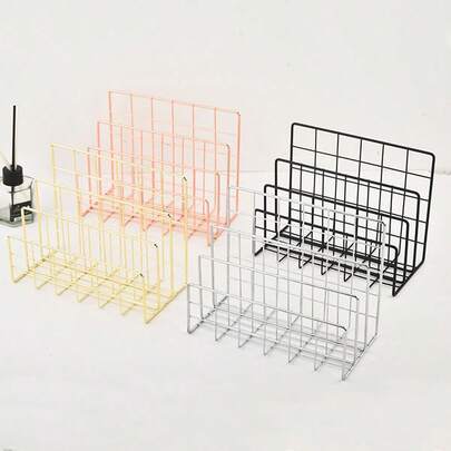 Desktop Mail Organizer, File Organizer, Metal Wire Mail Sorter, Letter Organizer, Magazine Rack, Suitable For Letters, Mail, Books, Postcards, Brochures, Mail Storage Rack (3 Slots)