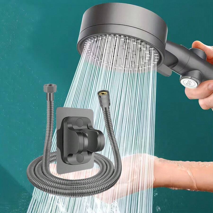 5-Setting Adjustable High Pressure Handheld Shower Head, One-Click Shut-Off, Bathroom Shower Sprayer, Shower Head, Bathroom Hardware, Bathroom Accessories - Shower Head - View 1